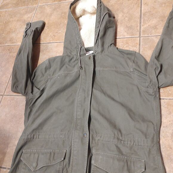 Vintage Orvis Jacket Men's L Green Snap Button Fleece Hooded Fishing Cargo - Picture 7 of 8